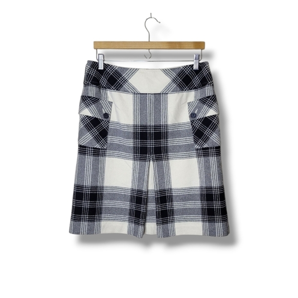 Talbots Dresses & Skirts - Talbots Vintage Plaid Skirt Size 12 Black & White Knit With Pockets Classic